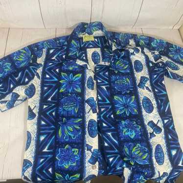 UI -MAIKAI Hawaiian Button Up Shirt Tiki - image 1