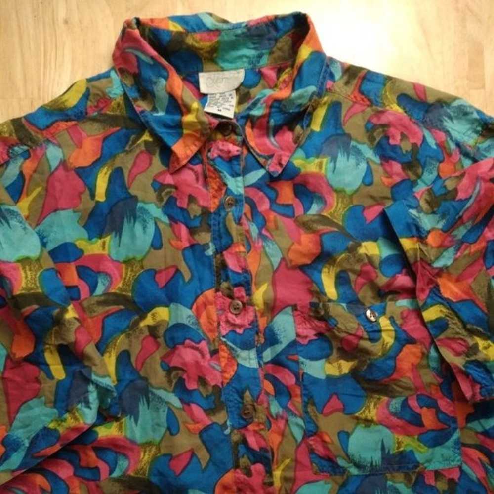 Vintage Harnold Abstract Silk Button Down Hawaiia… - image 1