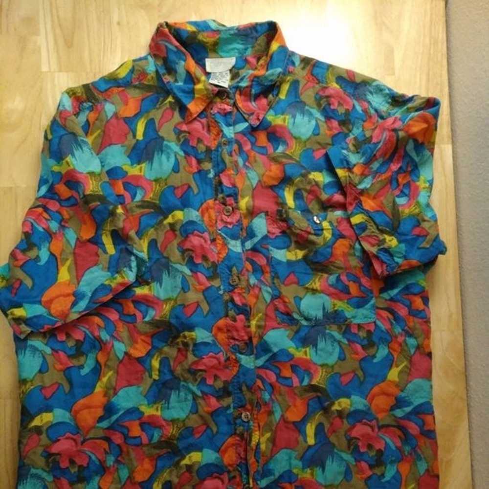 Vintage Harnold Abstract Silk Button Down Hawaiia… - image 2