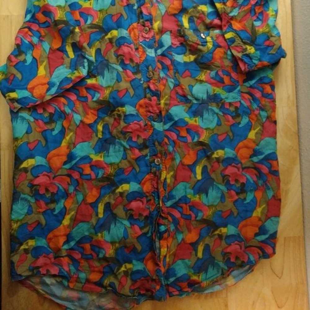 Vintage Harnold Abstract Silk Button Down Hawaiia… - image 3