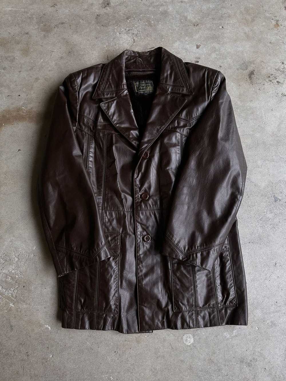 Vintage vintage Dark brown Leather Jacket by Harb… - image 1