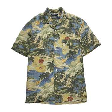 Nautica aloha shirt linen shirt all-over print ope