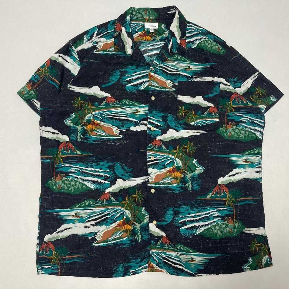 [Aloha shirt patterned shirt Aloha shirt black bl… - image 2