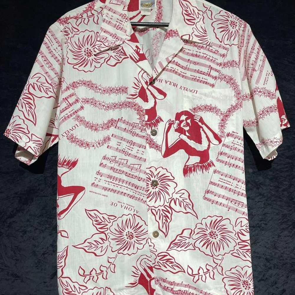 80s vintage aloha shirt with Hawaiian musical not… - image 1