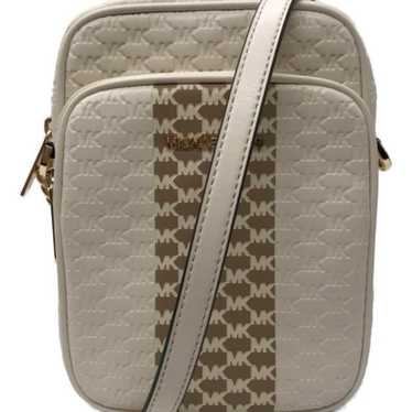 Michael Kors MK Embossed Shoulder Bag White