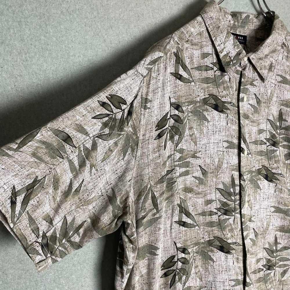 ✮Aloha Shirt Axcess Beige Green Botanical Japanes… - image 10