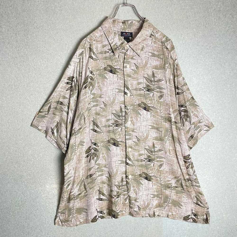 ✮Aloha Shirt Axcess Beige Green Botanical Japanes… - image 2