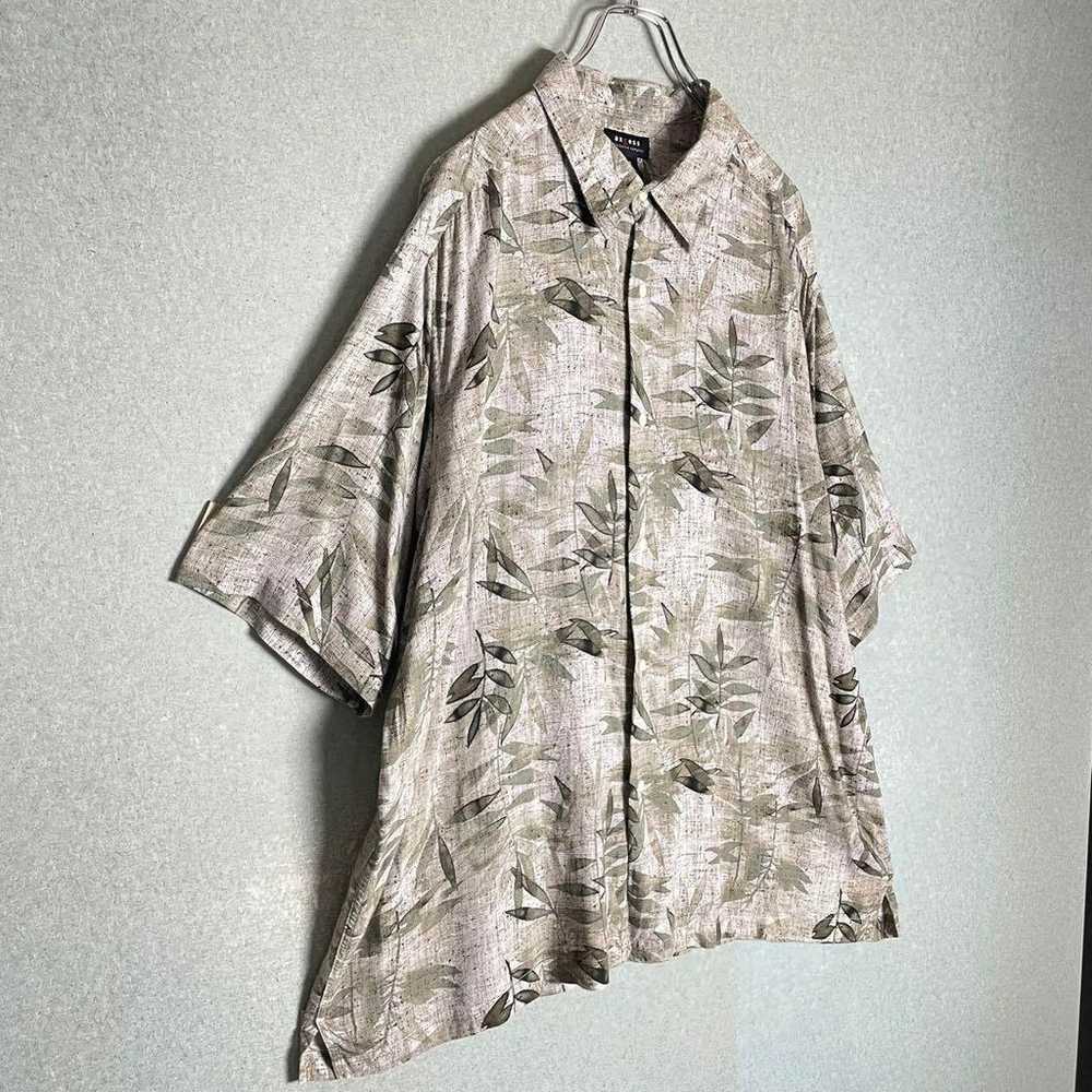 ✮Aloha Shirt Axcess Beige Green Botanical Japanes… - image 4