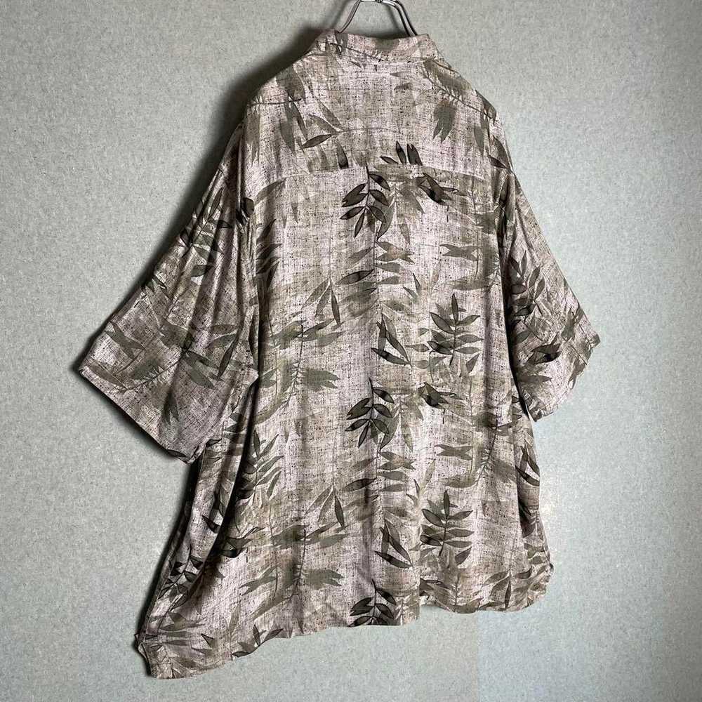 ✮Aloha Shirt Axcess Beige Green Botanical Japanes… - image 5