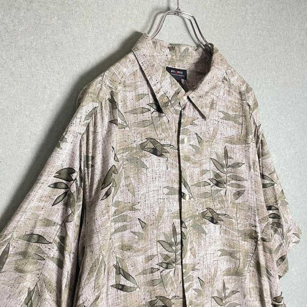 ✮Aloha Shirt Axcess Beige Green Botanical Japanes… - image 6