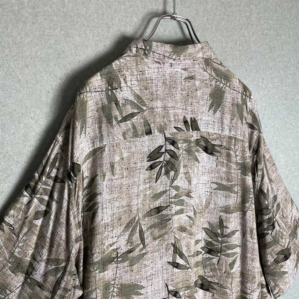 ✮Aloha Shirt Axcess Beige Green Botanical Japanes… - image 7