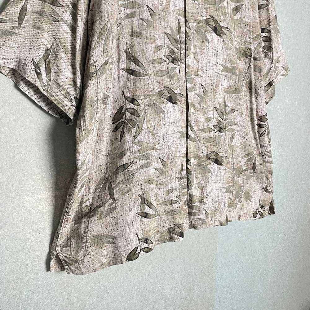 ✮Aloha Shirt Axcess Beige Green Botanical Japanes… - image 8