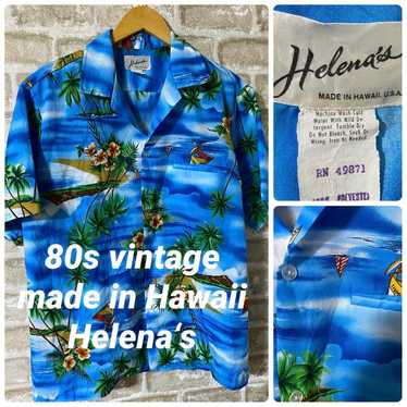 Vintage 80s Helena's Men's Size L Aloha Shirt Sho… - image 1