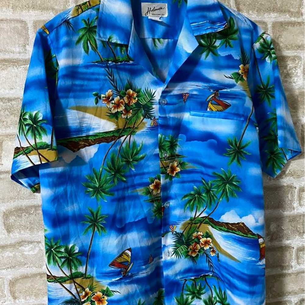 Vintage 80s Helena's Men's Size L Aloha Shirt Sho… - image 2