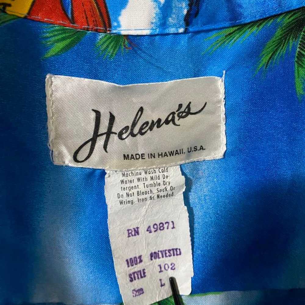 Vintage 80s Helena's Men's Size L Aloha Shirt Sho… - image 5