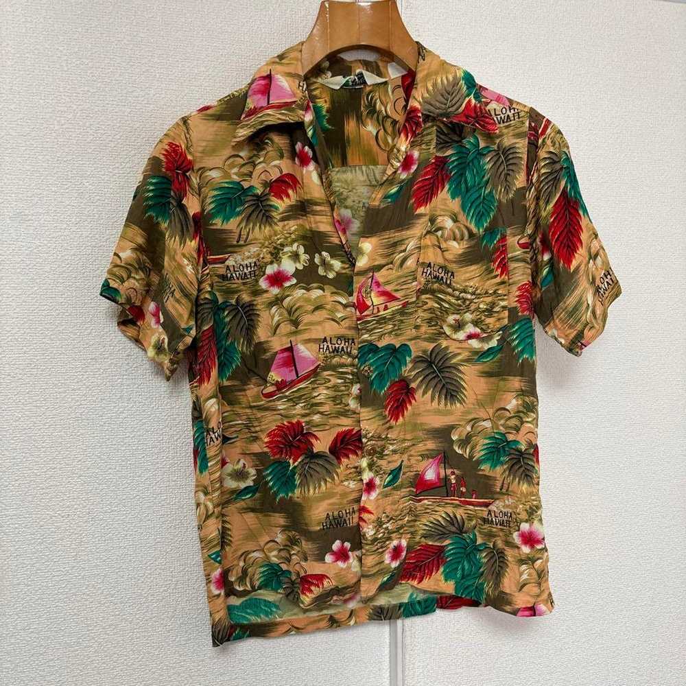 Vintage 60s Rayon Aloha Shirt Hawaiian Shirt S Ma… - image 3