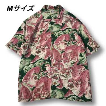 SUN SURF Aloha Shirt Special Hyakutora Green Size… - image 1