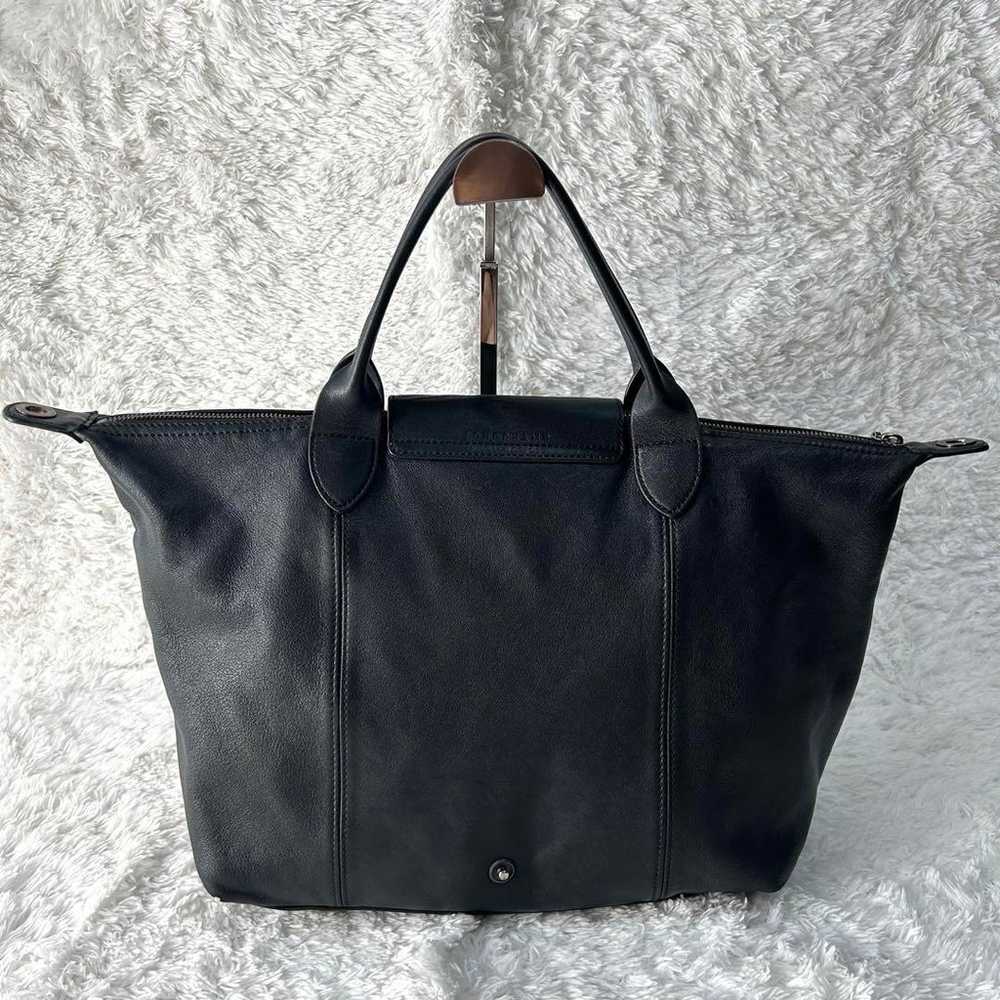 Longchamp shoulder bag 2way Pliage all leather bl… - image 3