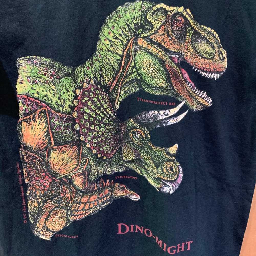 Vintage single stitch dinosaur T. rex triceratops… - image 2