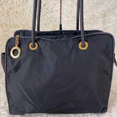 Rare Celine tote bag shoulder bag, black nylon gol