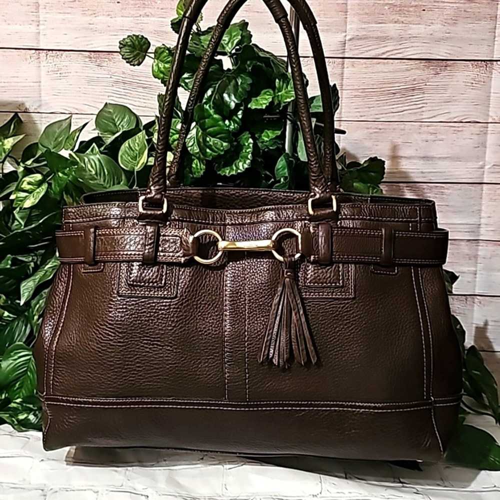 Coach Large Hamptons Pebbled Leather Tassel Tote - image 1