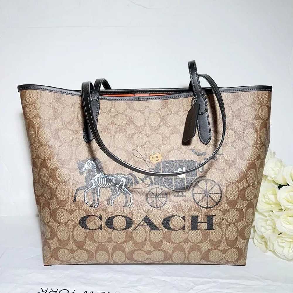 Coach City Tote In Signature Canvas With Hallowee… - image 1