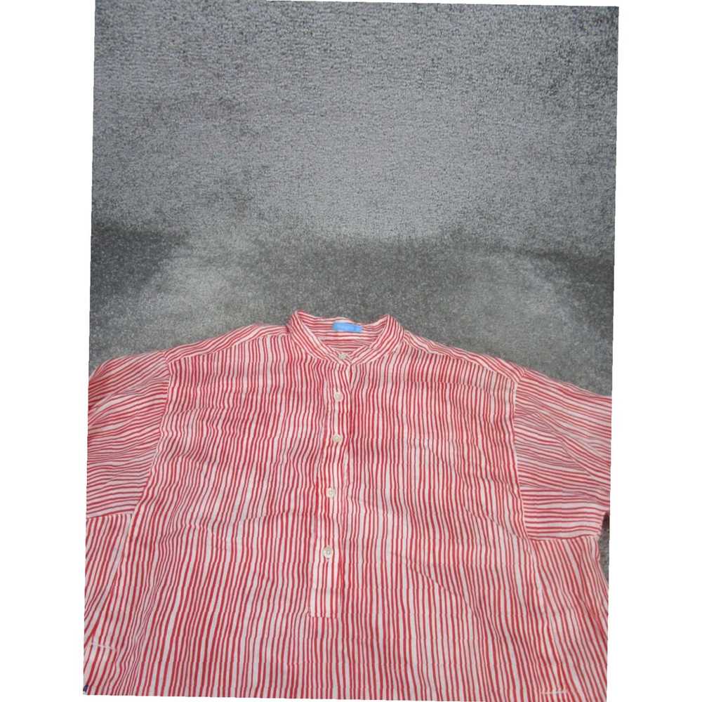 Vintage Red Linen Striped Long Sleeve Shirt for W… - image 2