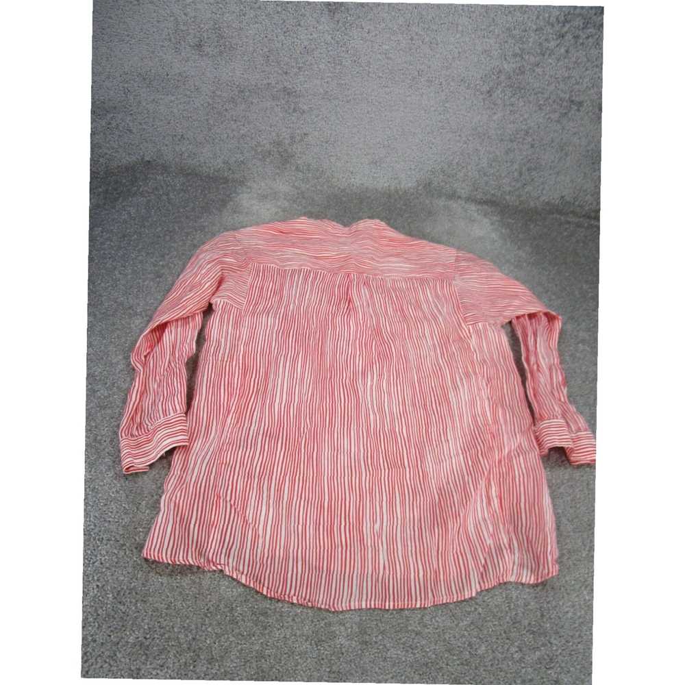 Vintage Red Linen Striped Long Sleeve Shirt for W… - image 3