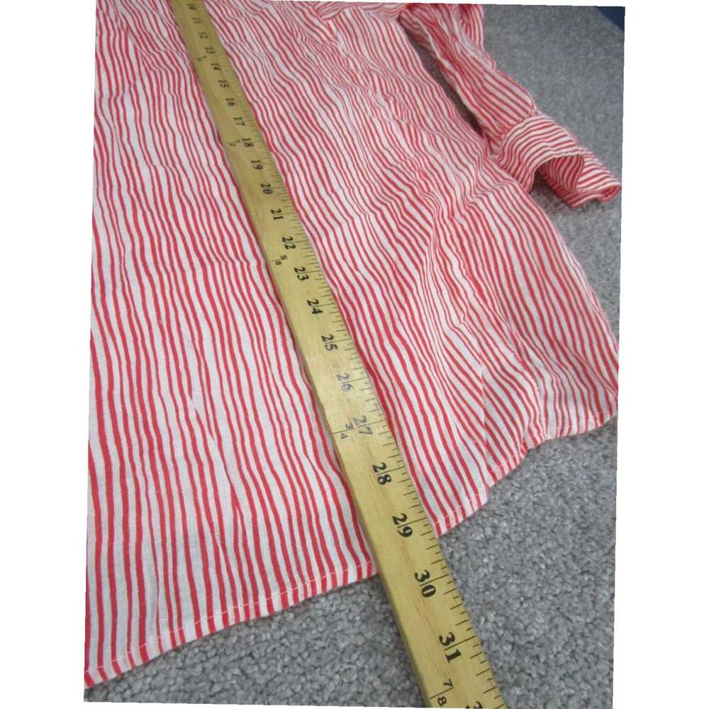 Vintage Red Linen Striped Long Sleeve Shirt for W… - image 4