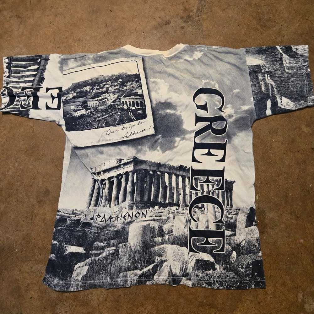 90s GREECE black and white T-shirt - image 2