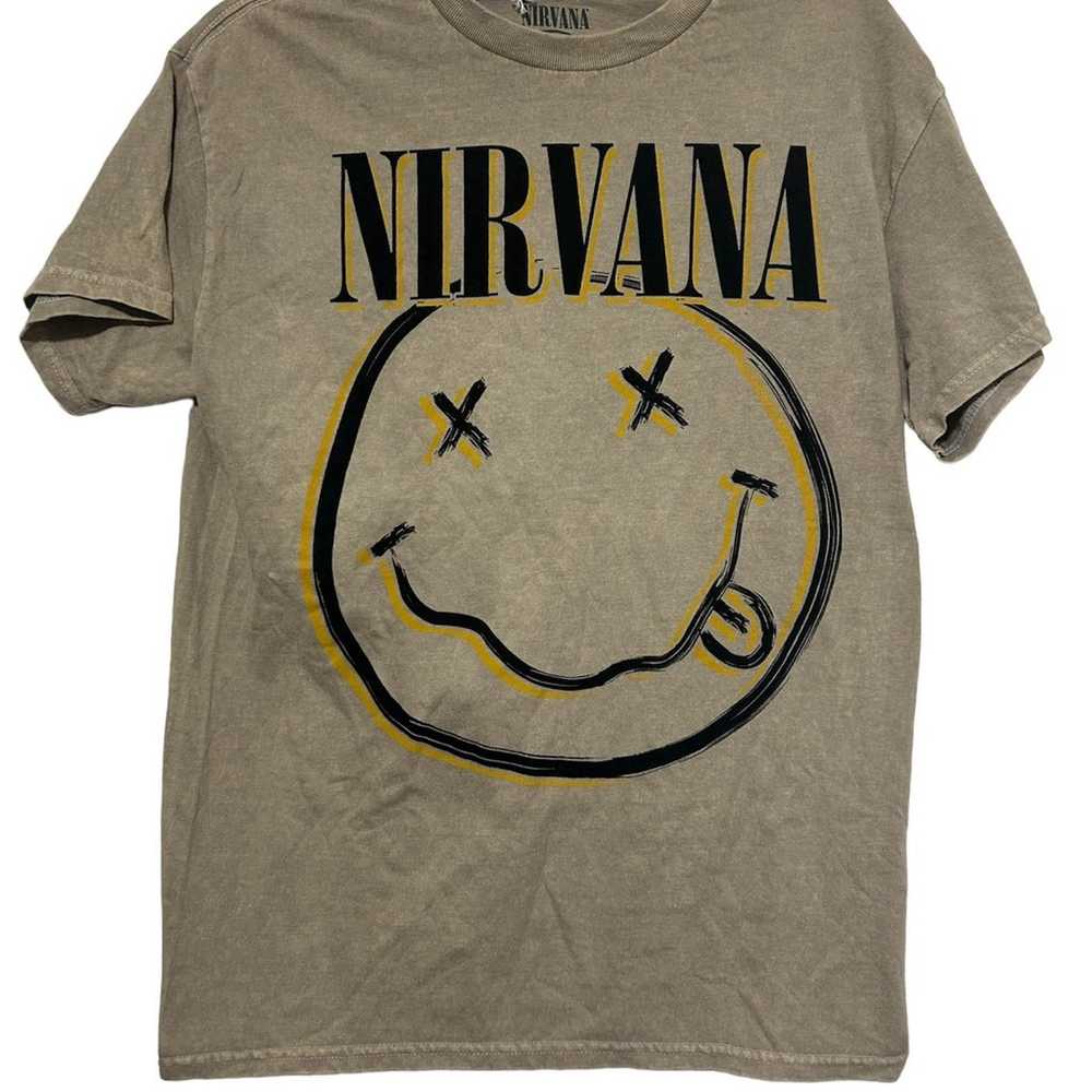 Nirvana Women's Inverse Smiley Face T-Shirt Short… - image 1