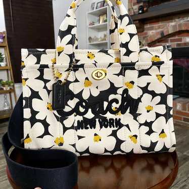 Coach Floral Print Canvas Cargo Medium Tote white - image 1