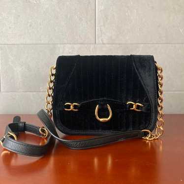 Lauren Ralph Lauren black velvet shoulder bag.