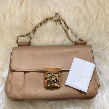 Chloé Elsie Shoulder Bag Beige Leather