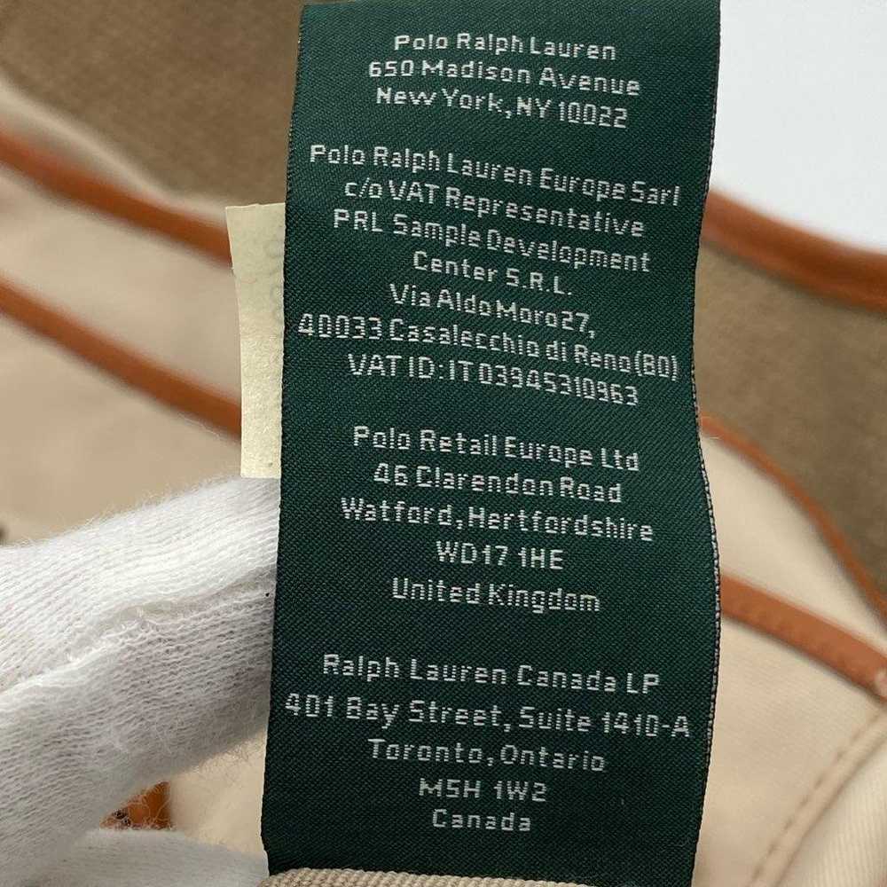 RALPH LAUREN Saddle Flap Canvas Leather Tote Bag - image 8