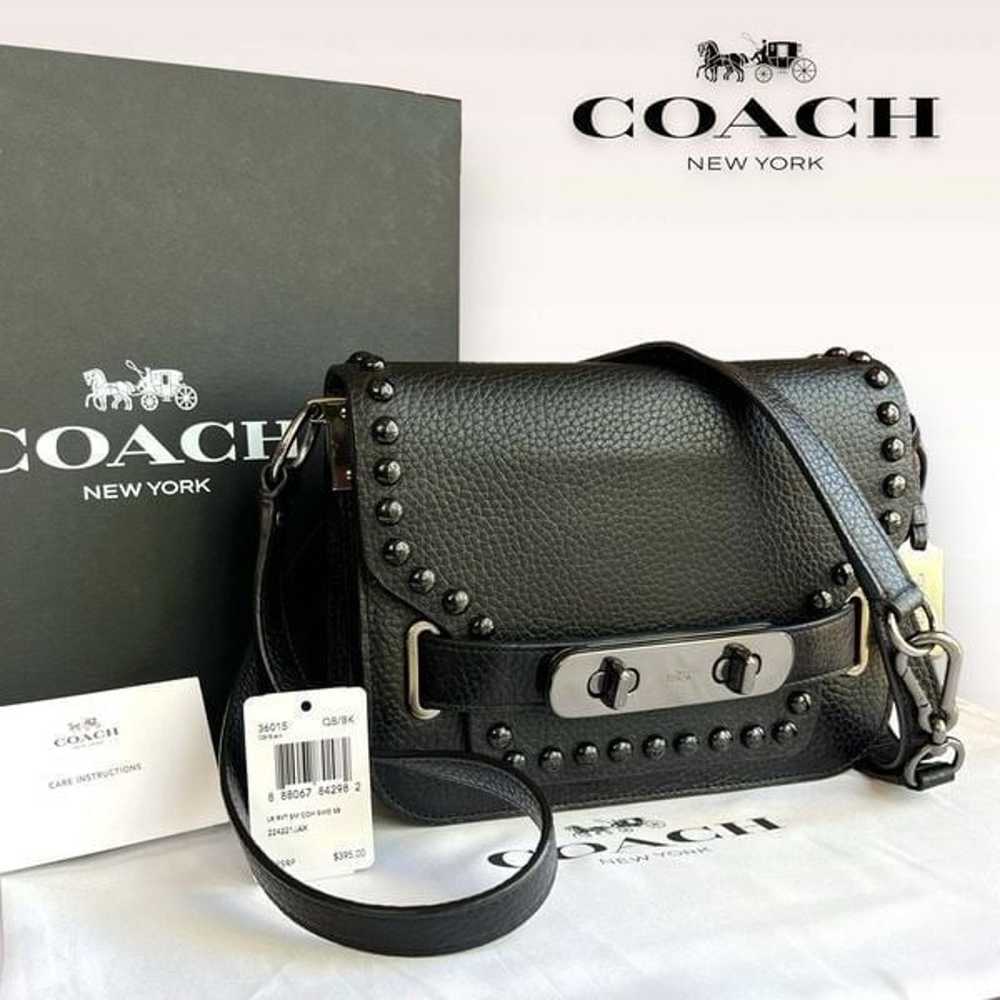 Coach Swagger Saddle / Shoulder Bag Black w/ Rive… - image 12