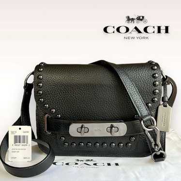 Coach Swagger Saddle / Shoulder Bag Black w/ Rive… - image 1