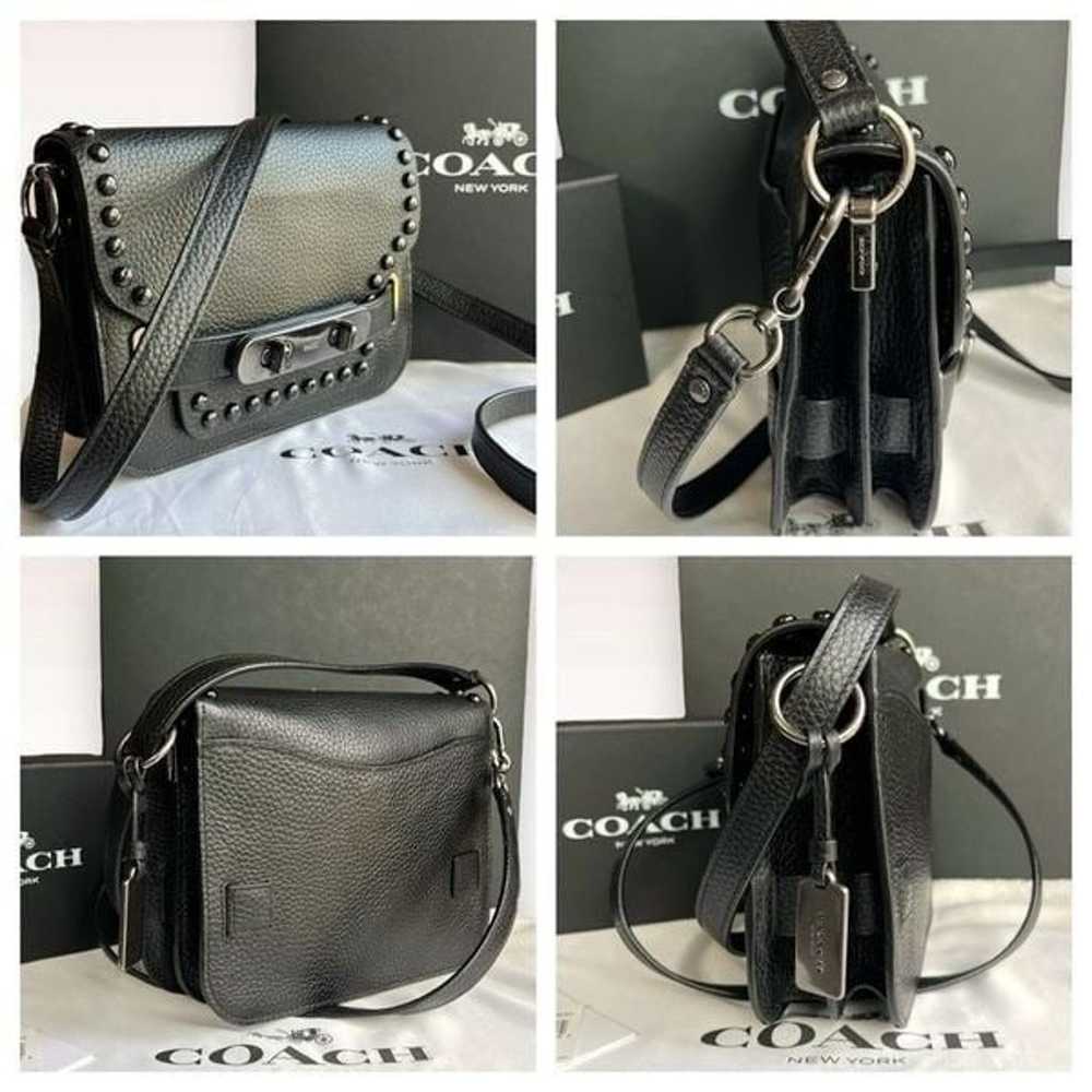 Coach Swagger Saddle / Shoulder Bag Black w/ Rive… - image 3