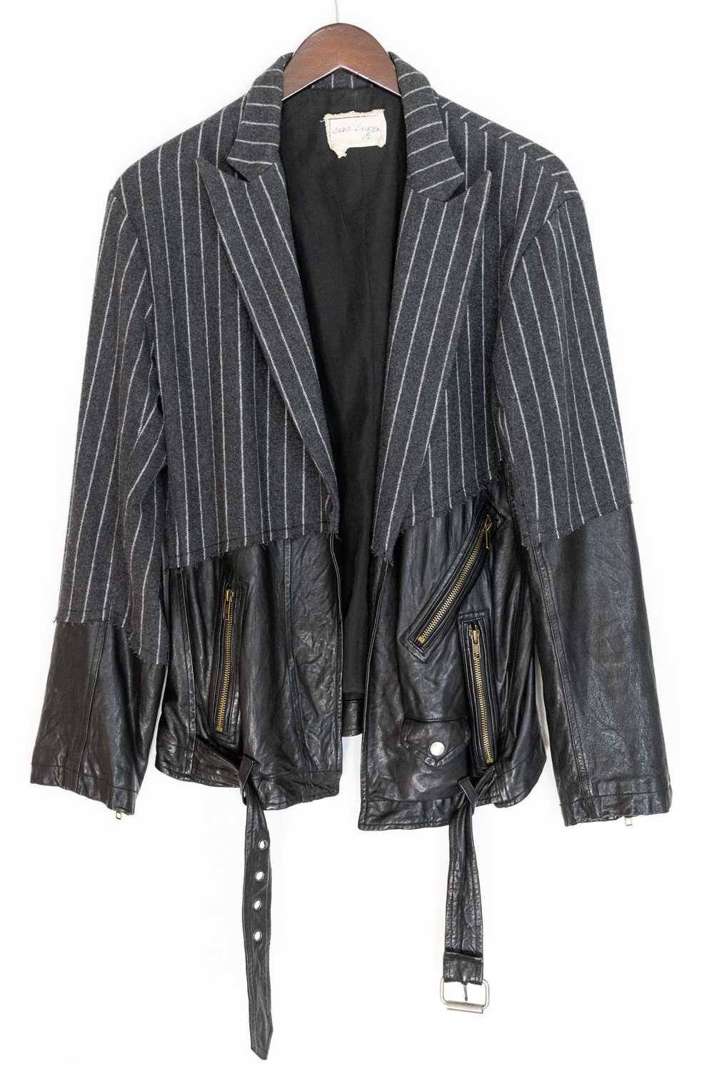 Greg Lauren 50/50 Charcoal Chalkstripe Leather Bl… - image 1