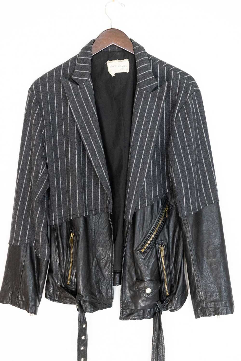 Greg Lauren 50/50 Charcoal Chalkstripe Leather Bl… - image 2