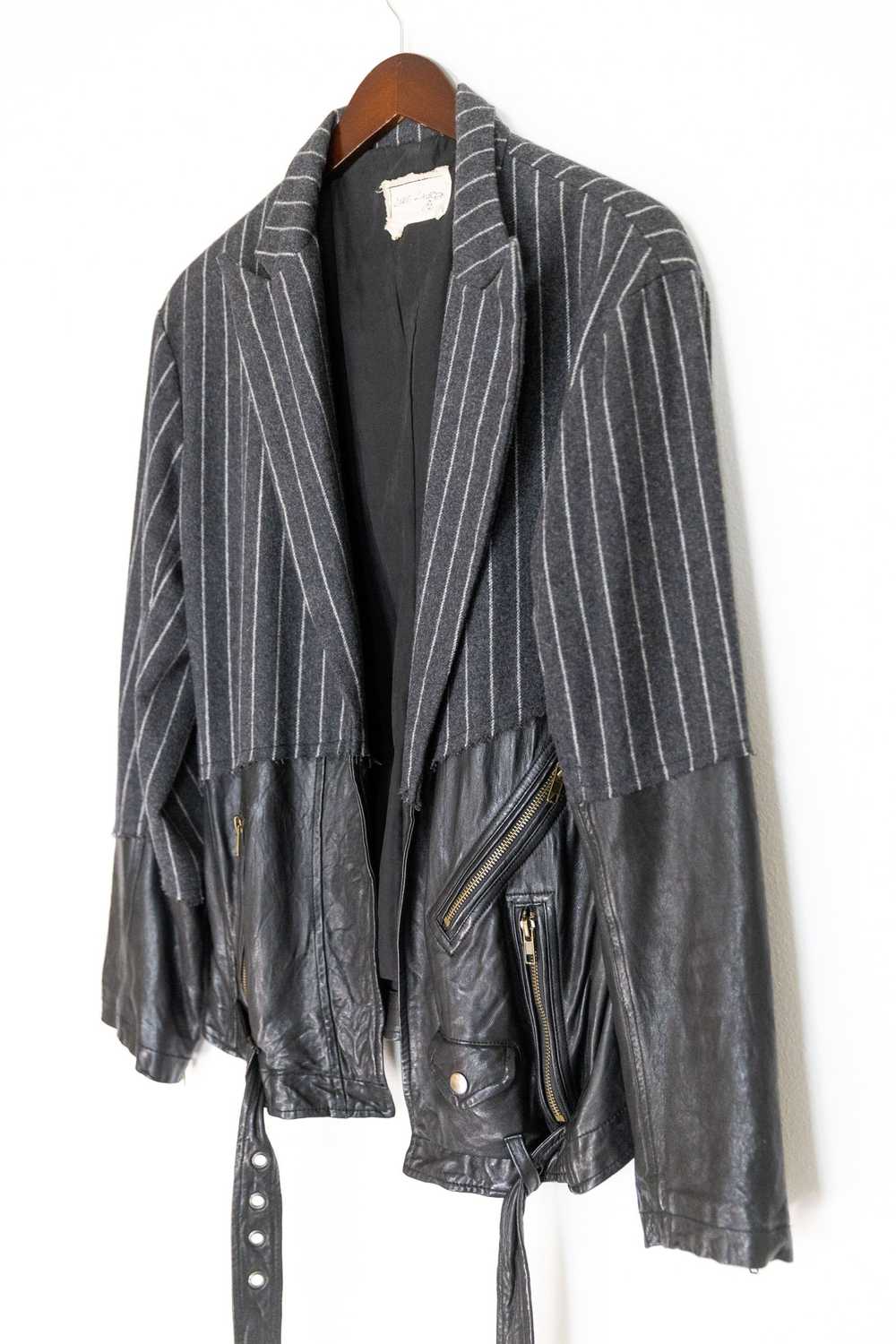 Greg Lauren 50/50 Charcoal Chalkstripe Leather Bl… - image 4