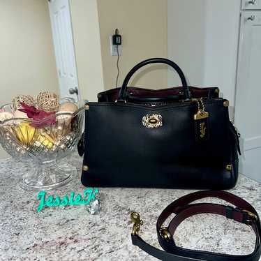 Coach Mason Carryall Black Leather Snakeskin Satch