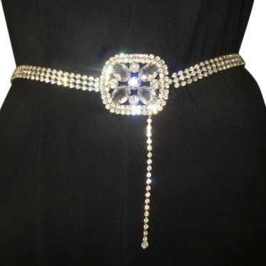 Vintage Rhinestone & Crystal Belt, 3 Row, Ornate … - image 1