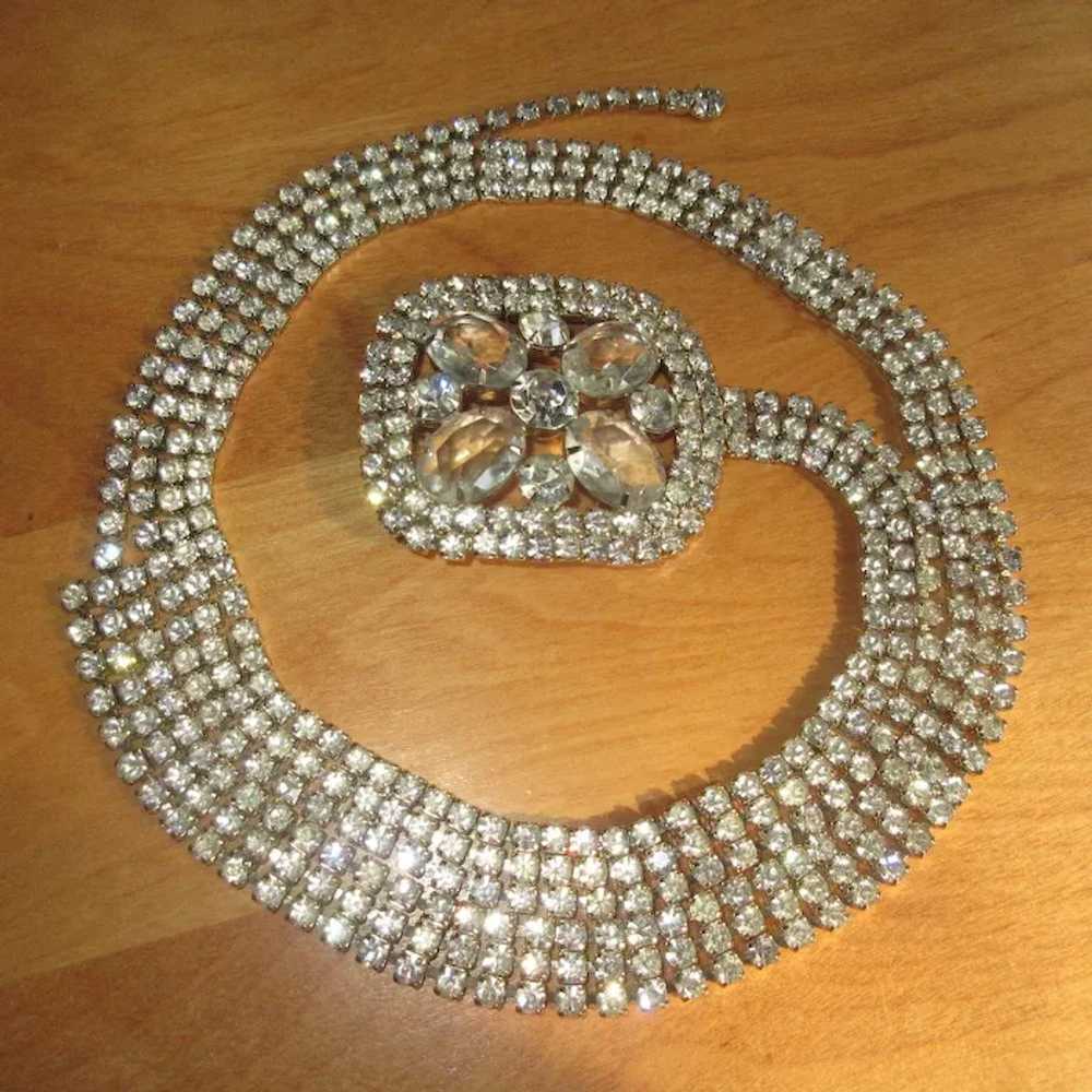 Vintage Rhinestone & Crystal Belt, 3 Row, Ornate … - image 2