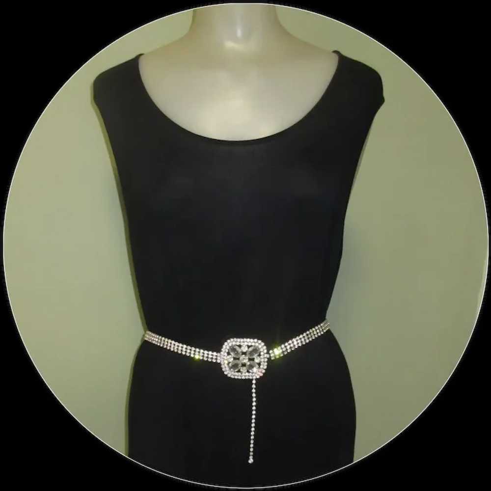 Vintage Rhinestone & Crystal Belt, 3 Row, Ornate … - image 5