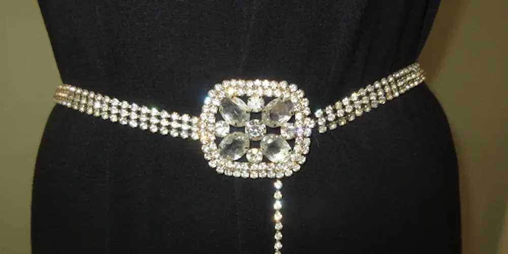 Vintage Rhinestone & Crystal Belt, 3 Row, Ornate … - image 8