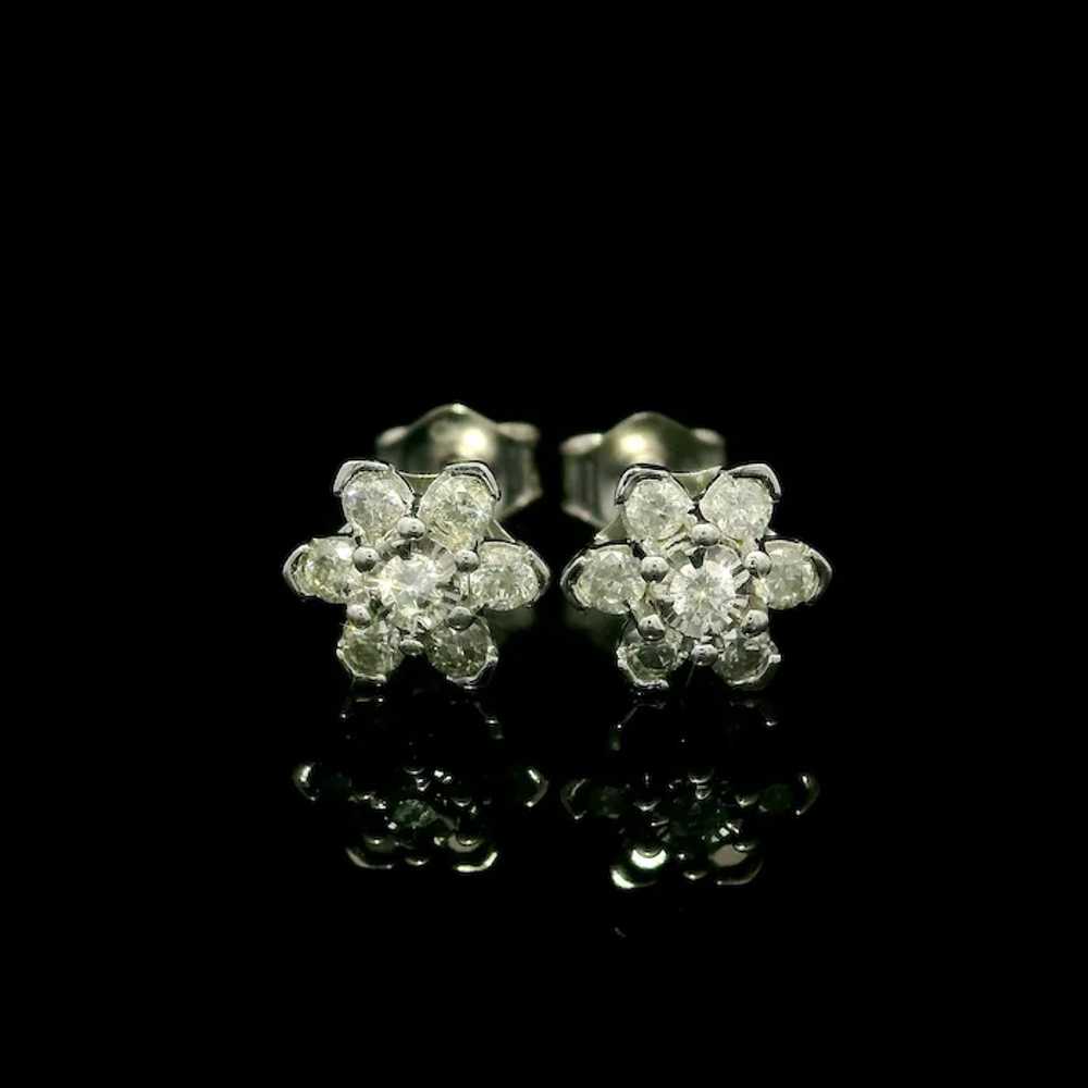 NEW! 10k White Gold 0.25ctw Diamond Petite Flower… - image 2