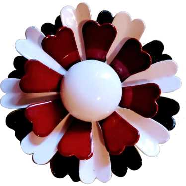 Large Dimensional Black Brown White Enameled Flowe