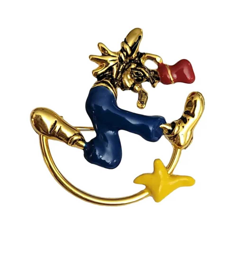 Disney Napier Goofy Red Blue Yellow Enamel Brooch… - image 5