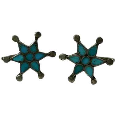 Vintage Frank Dishta Sr Turquoise Star Earrings